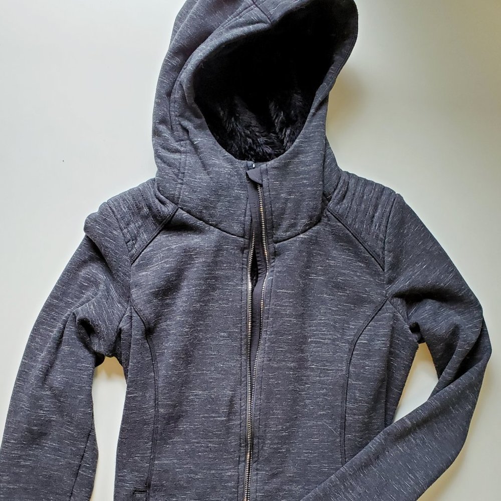Athleta Faux Fur Lined Zip-Up Hoodie Size M